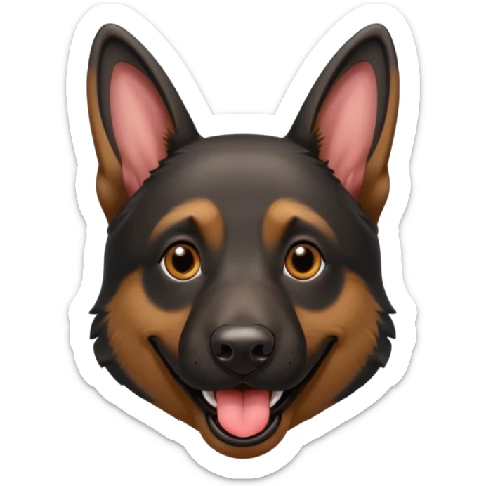 cartoon style dark German Shepherd dog with longer tongue hanging out  sticker