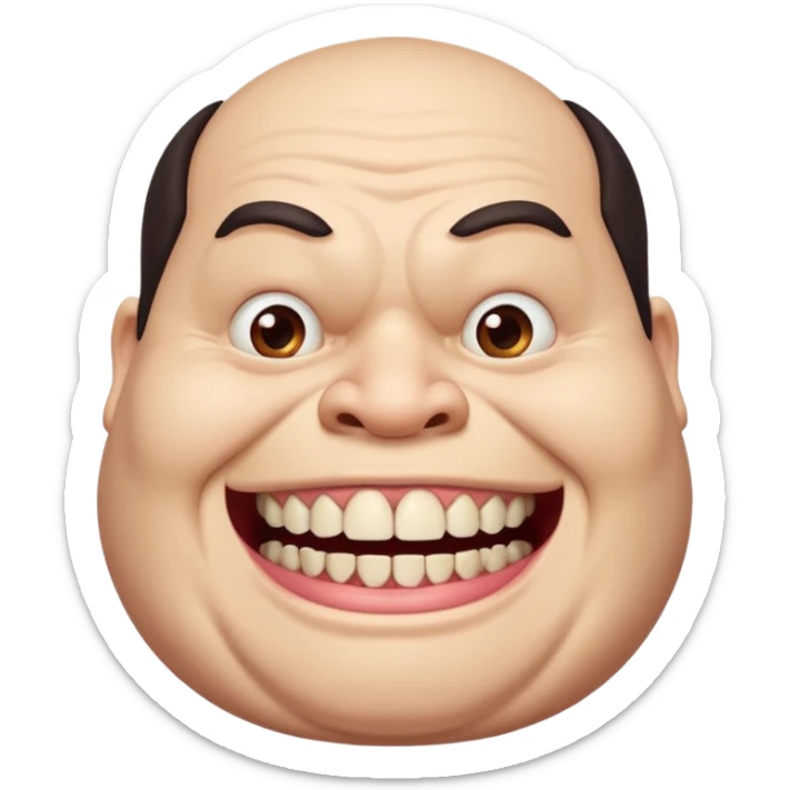 extremely ugly man with big teeth and realistic eyes and a quadruple chin and an extremely fat body sticker