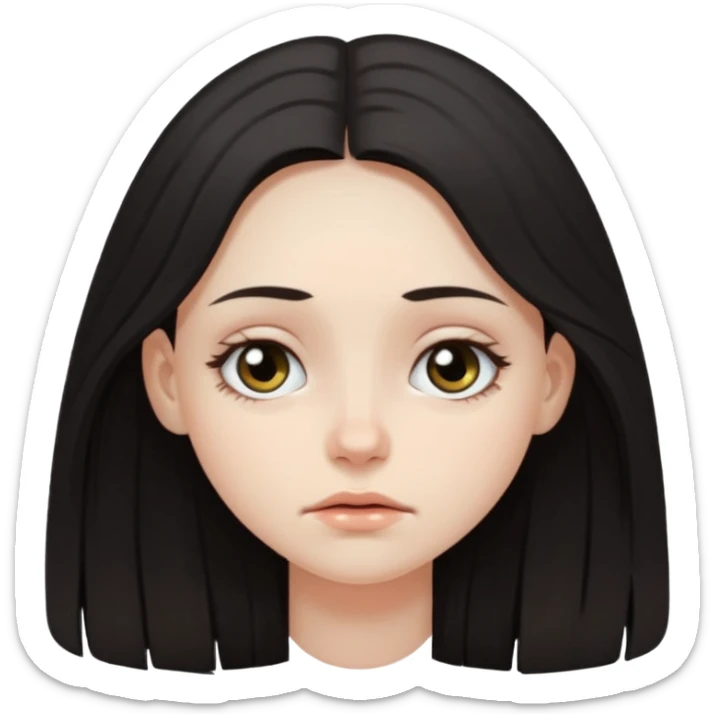Girl with long dark hair and dark circles under eyes tired  sticker