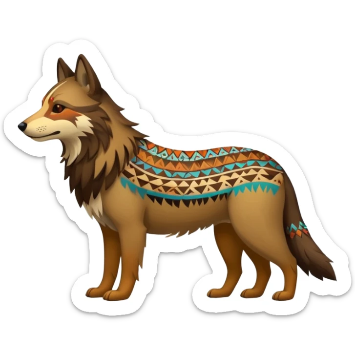 Shamanic Tribal Colorful Patterned Marked Wild Feral Natural Realistic Canine (full body) sticker