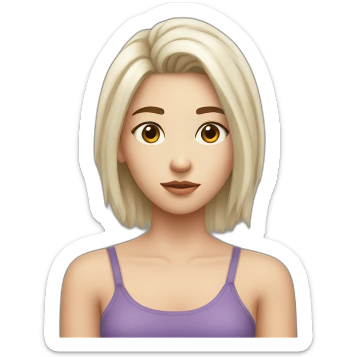 24 years old girl looking weary with white complexion and hair around armpit length sticker