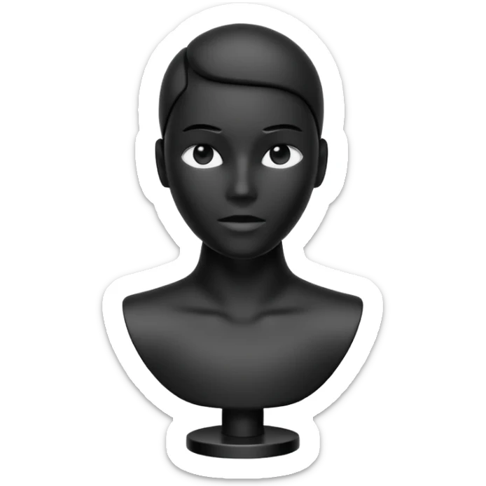 Matte black mannequin in the style of a default avatar. Monochrome with no lines. sticker