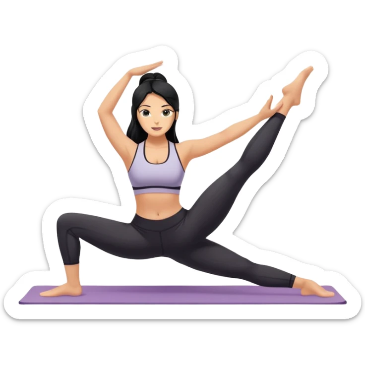 woman with bra, tanned long black hair, pilates, and splits . sticker