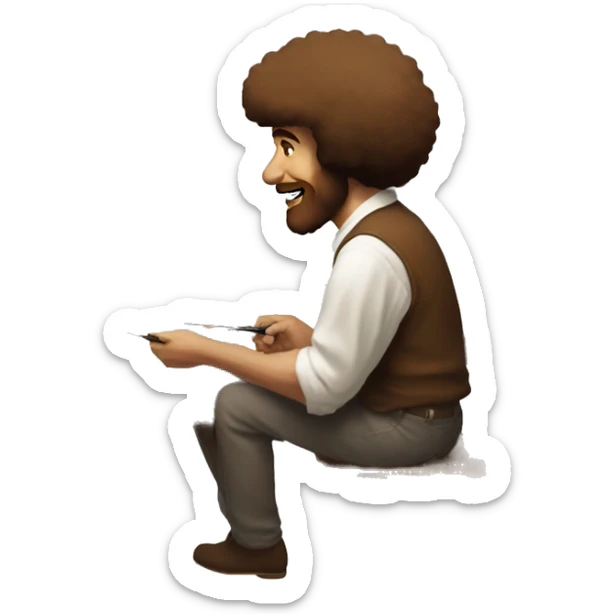 bob ross painting him self painting her self painting him self painting him self sticker