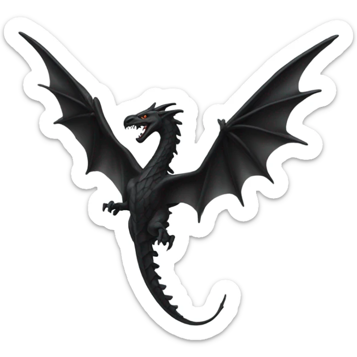top down view of black wyvern flying resembling the shape of ukrainian tryzub trident sticker