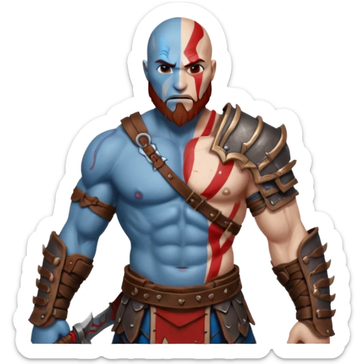 create a emoji for god of war kartos version with his wife of love blueheart sticker