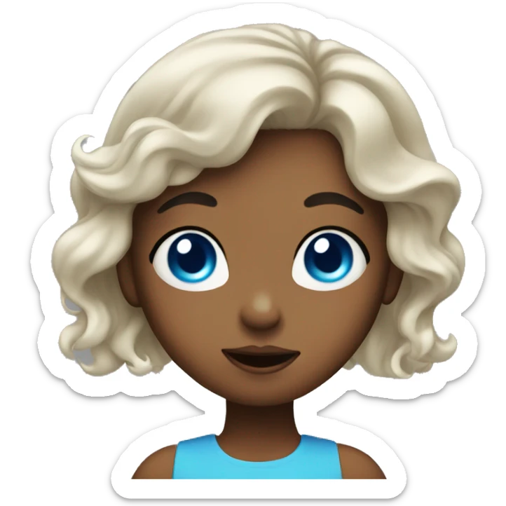 Girl with blue eyes and blown hair blowing a kiss sticker