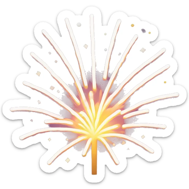 New Year's fireworks emoji with a minimalistic, elegant glow. Clean lines and bright accents, but without excessive gloss sticker