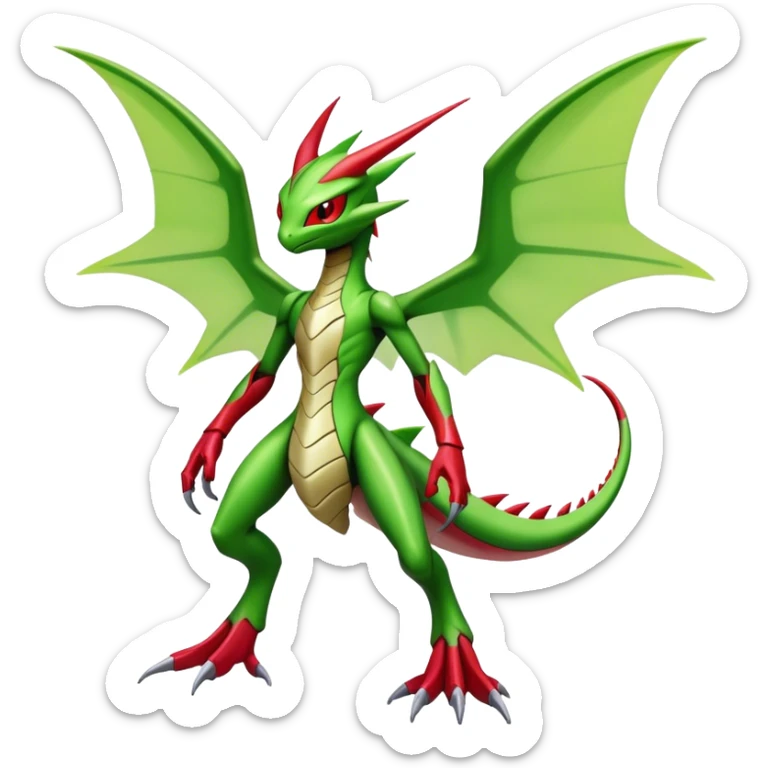  Cool Edgy Shiny Futuristic Ethereal Legendary Scizor-Digimon-Schyther-Flygon-hybrid full body sticker