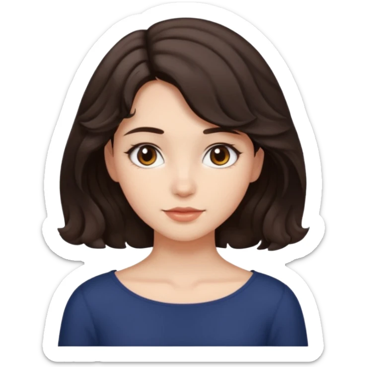 Short hair until shoulders wavy dark brown and with perçems and a soft look but girl sticker
