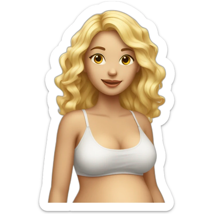 adorable pregnant blond full body women with beach-wave-hair sticker
