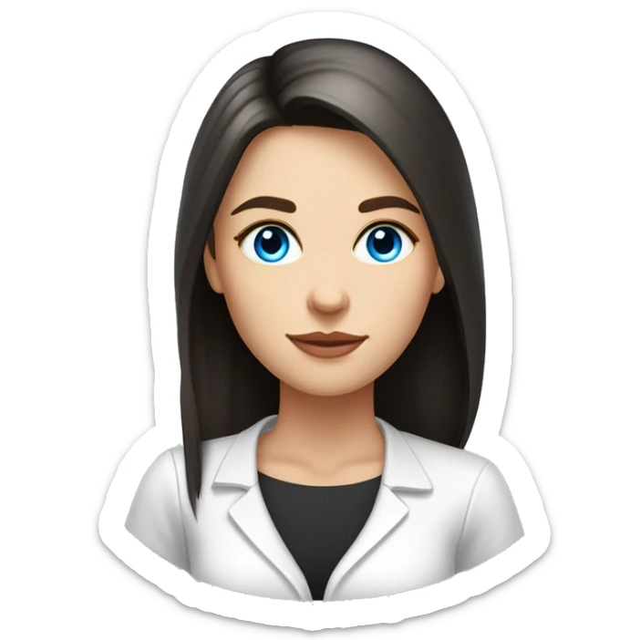 waist-length portrait, Slavic woman with blue eyes, eyes look up, fair skin, straight gradient medium length hair, eyes makeup, dressed in white T-shirt and office black jacket, one side of hair is tucked behind the ear sticker