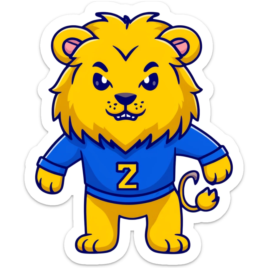 The Beast from Beauty and the Beast, fierce lion-like creature with horns and royal blue outfit sticker