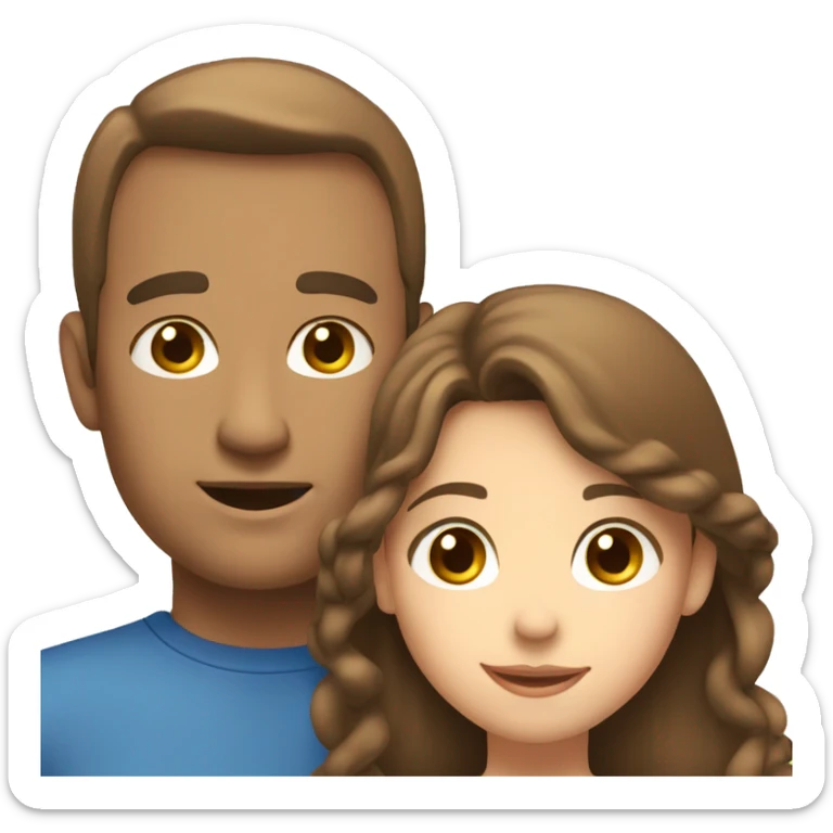 dad and teenage daughter with brown hair and blue eyes hugging  sticker