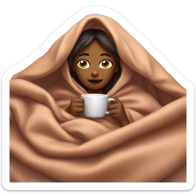 girl inside a blanket sipping coffee eyes closed sticker