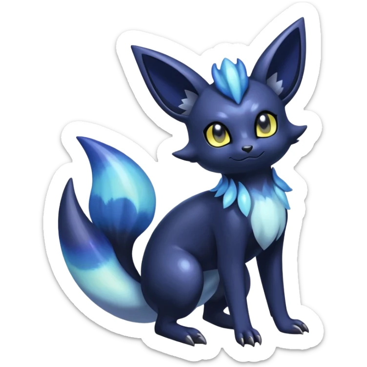 Shiny dark exotic Nebulae Noibat-Meowstic-Umbreon-Fakémon-hybrid-creature (full body)  sticker
