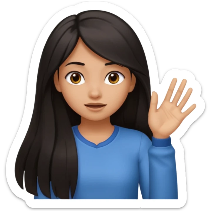 Animated girl dark long hair emoji tapping right side of the head with her hand with duh facial expression  sticker