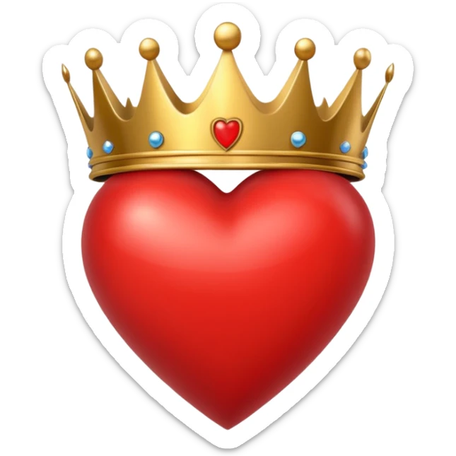 I want a red heart these emoji ❤️ and i also want a crown like this 👑 on it from front and it should be from a one side sticker
