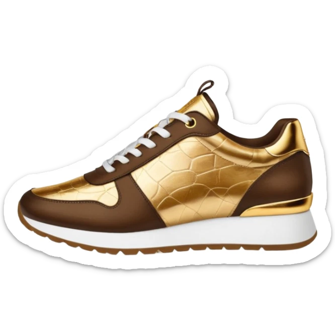 Metallic 24k gold and mocha brown womens stylish sneakers sticker