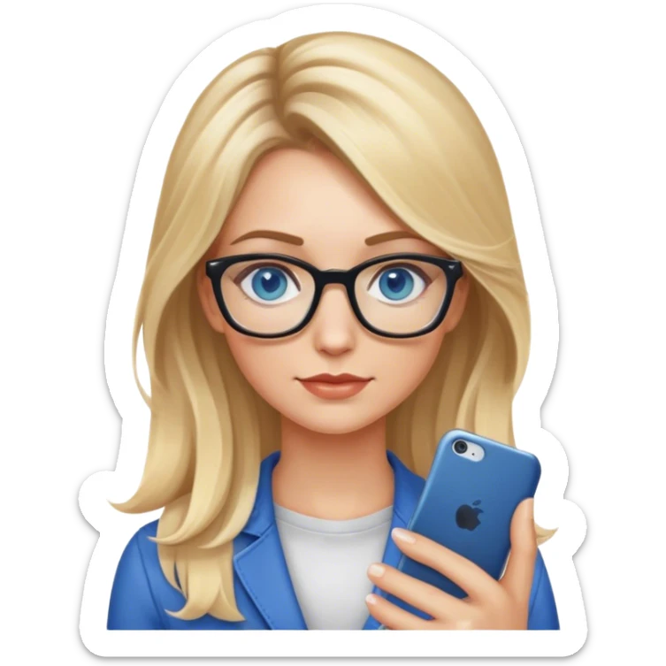 Blonde balayage hair white women blue eyes and small glasses cell phone  sticker