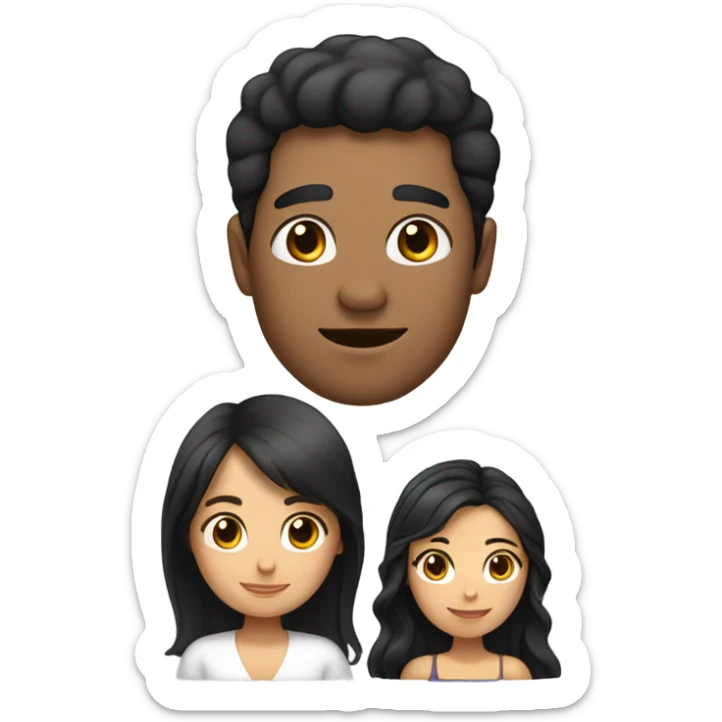 Puerto rican beard short black hair  husband with blond long hair wife and brown long hair daughter Family Hugh  sticker