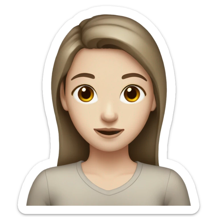 Girl with pale skin brown eyes and brown hair with s face mask sticker