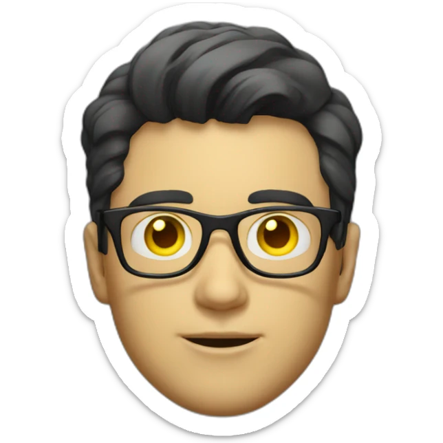White man with yellow tinted glasses and black hair in a polo shirt sticker