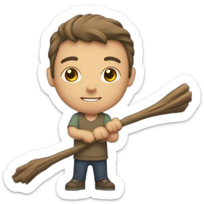 mark holding a stick caucasian sticker