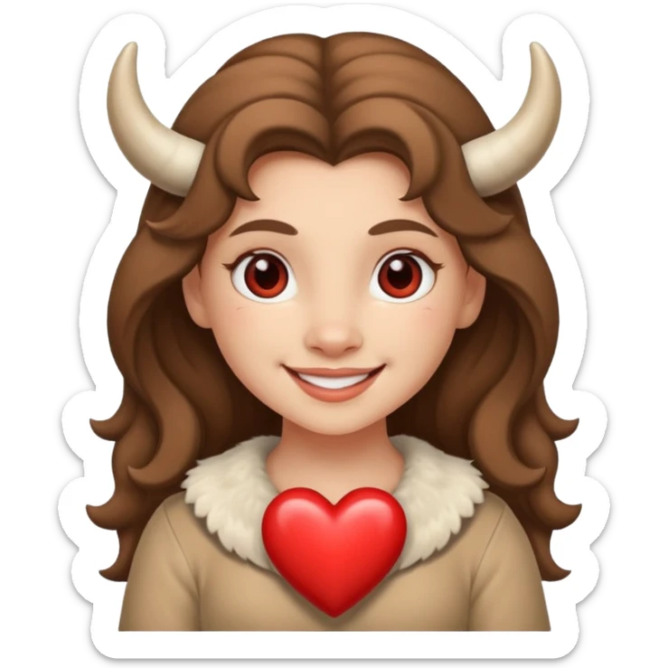 White Tauros girl in heart in love sticker
