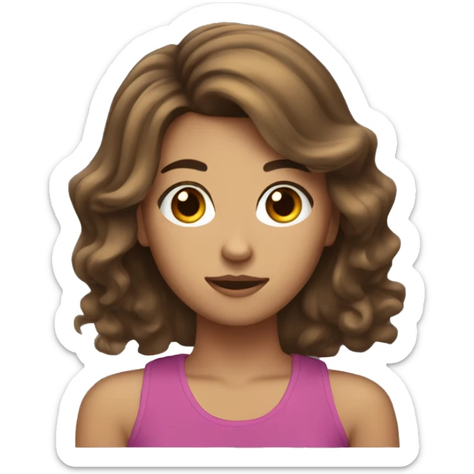 Teen girl with a blow out brown hair sticker