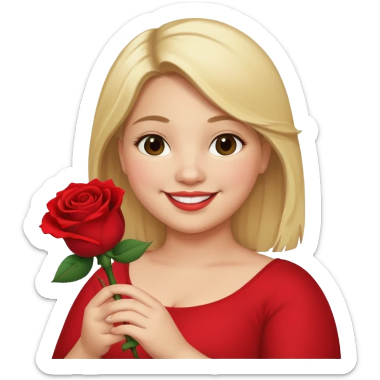 ash Trevino is a fat girl with blonde hair and has a rose in her hand  sticker