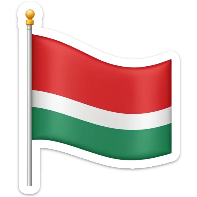 Create a clean emoji-style icon of the flag of the
Square shape, flat vector design, iOS/Unicode emoji style.
Colors:
– top stripe: green
– bottom stripe: red
– thin white horizontal line in the middle.
No text, no symbols, no coat of arms.
Minimalistic, bright, high contrast, emoji-style. sticker