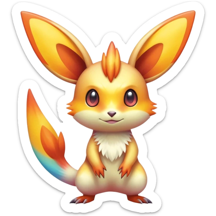 Colorful Shiny Exotic Victini-Salandit-Minccino-Emolga-Fakémon-hybrid-creature (full body)  sticker