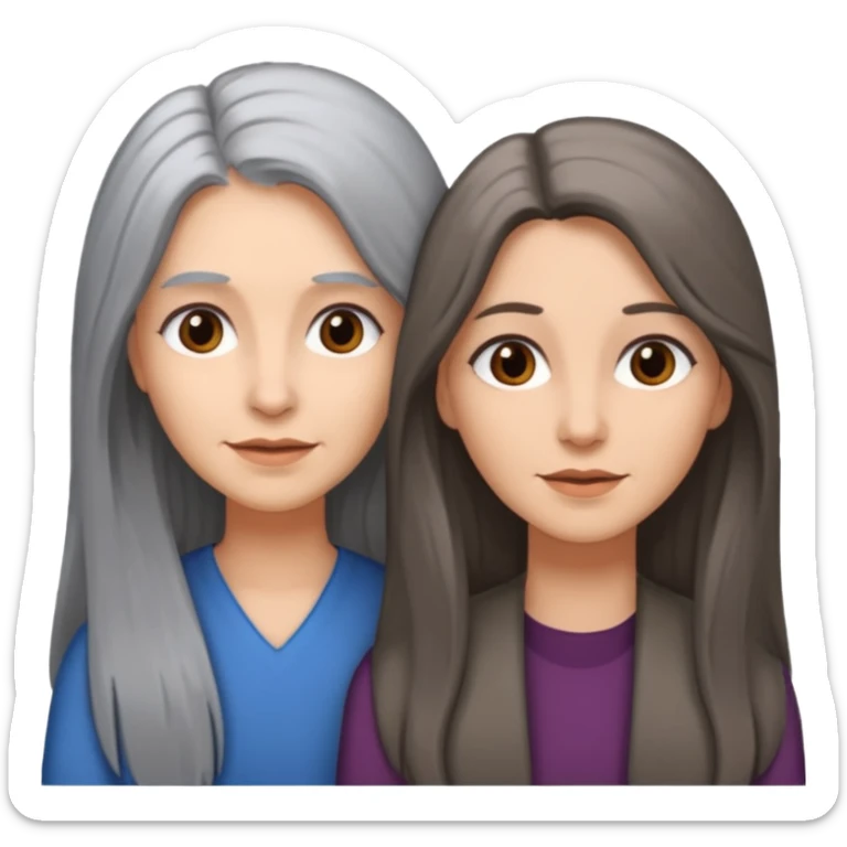 2 Frauen, die sich gerne haben, davon 1 grauhaarig, 1 braunhaarig, lange Haare sticker