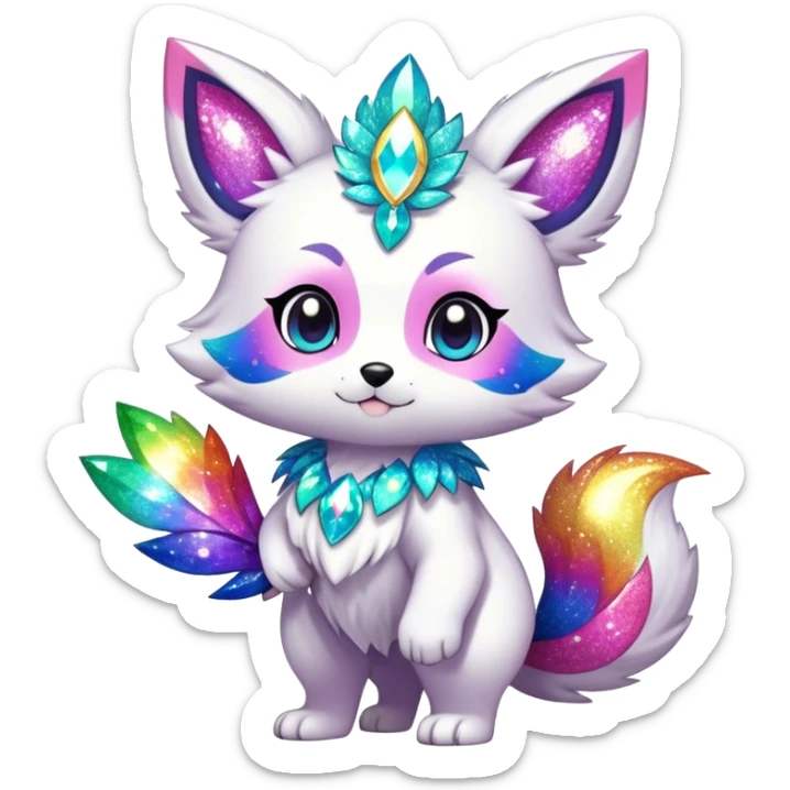 Cute Kawaii Chibi Anthro Sona Pretty Shiny Colorful Sparkly Fakemon Full Body sticker