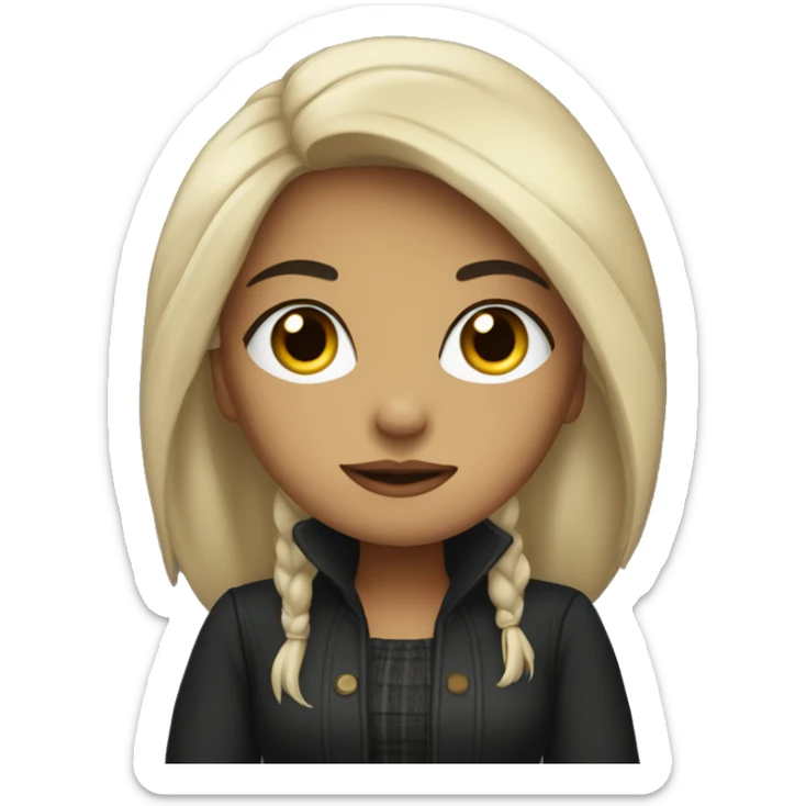 woman with long Black hair, black eyes wearing a fall outfit,  crossing arms  sticker