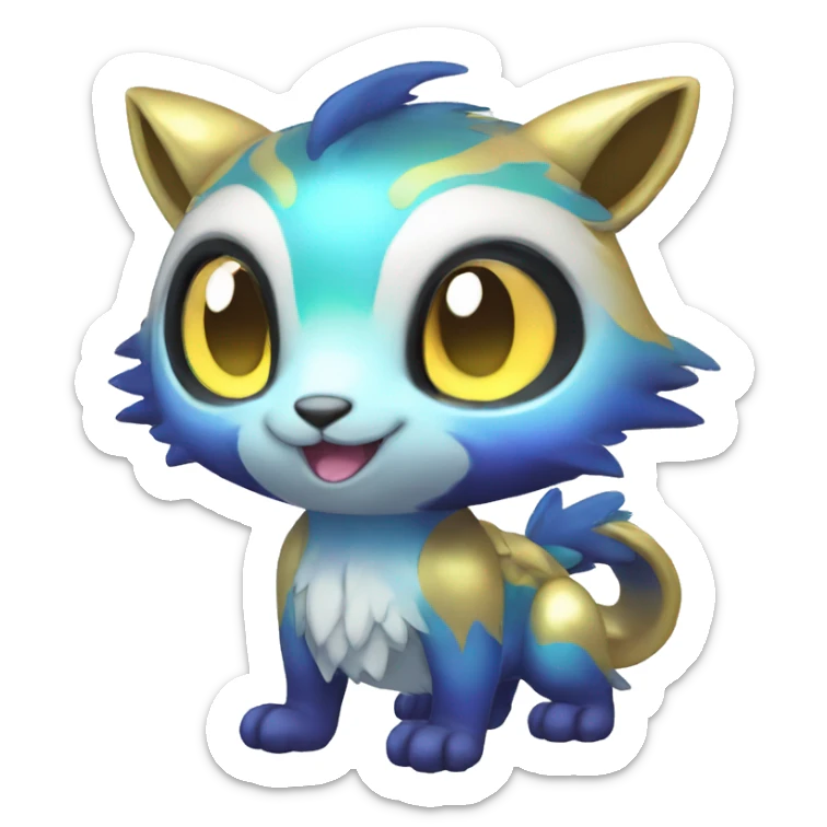Cute cool shiny colorful fantasy animal hybrid Fakemon full body sticker