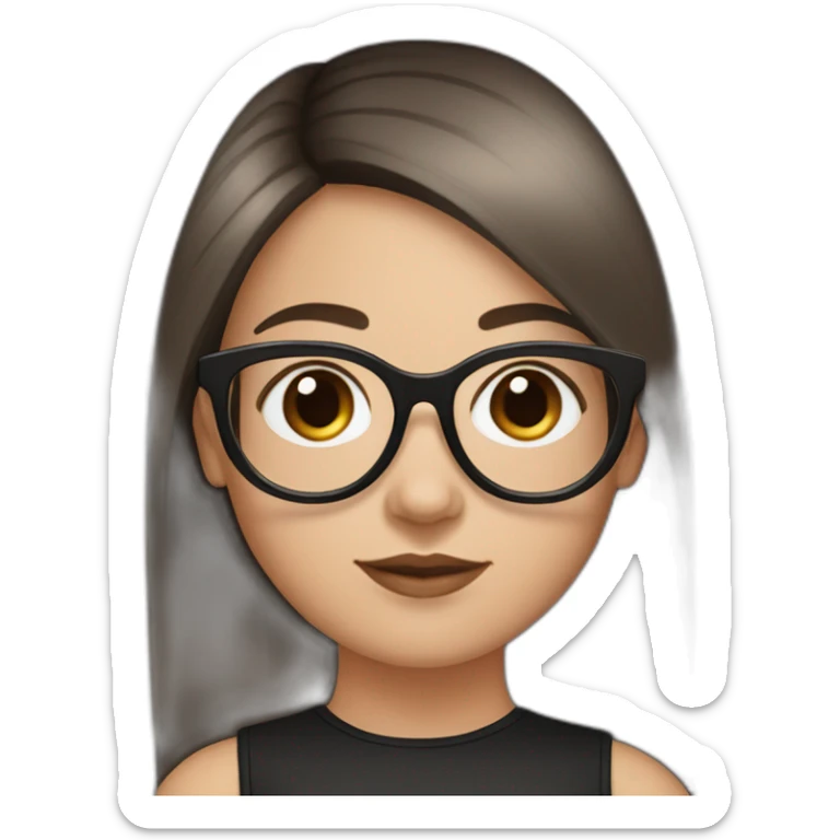 young white girl with rose gold glasses and black to brown straight hair sticker