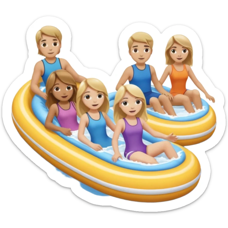 2 girls and 2 guys on the lazy river waterslide. 1 girl and 1 guy have blonde hair and 1 girl and 1 guy have brown. we are all very pale sticker