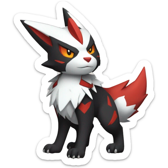 Black Cool Edgy Anthro Zangoose Litten Fakémon  with White and Red Edgy markings sticker