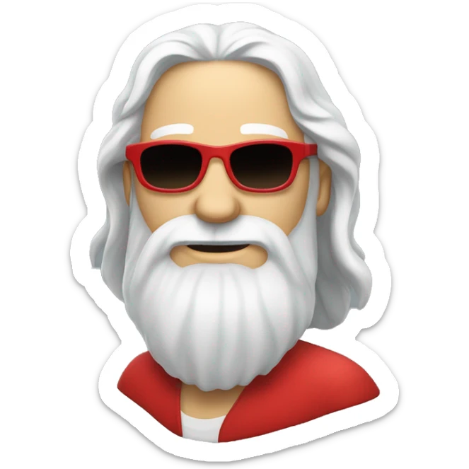 White bearded man with a long hair in red shirt and sun glasses  sticker