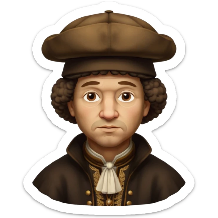 of-rembrandt,-shown-as-a-master-artist-with-deep,-introspective-eyes-and-richly-detailed-period-clothing,-rendered-with-dramatic-chiaroscuro-lighting-that-emphasizes-his-legacy brown puffy hat sticker