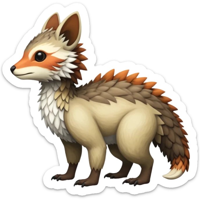 warm-colored Vernid-Trico-Fionbri-creature (full body) sticker