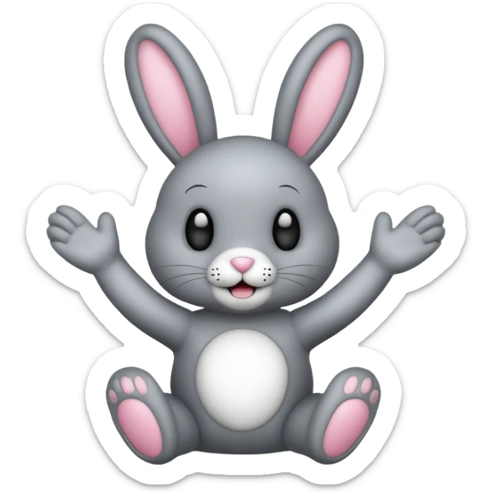 Emoji pour twitch d'une peluche lapin squelette noir faisant signe de la patte avec le texte:"Hi !" sticker