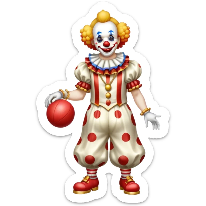 clown with golden chain on the neck playing ball full height sticker