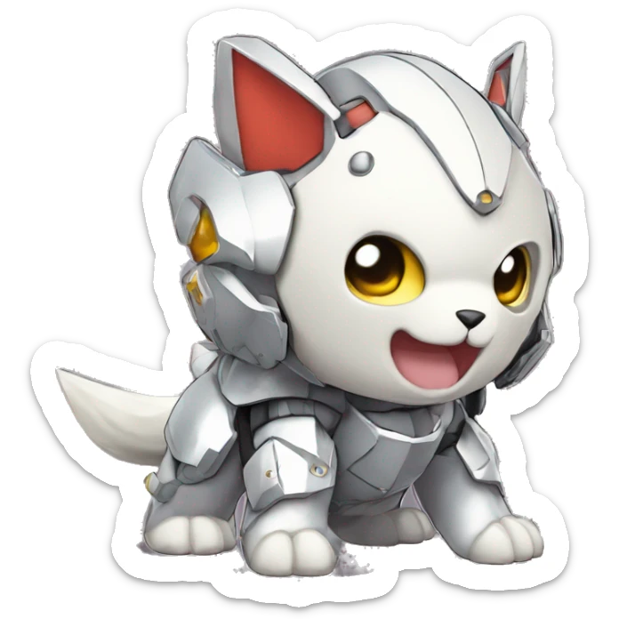 cute kawaii cool edgy armored Digimon-Fakemon-animal full body sticker