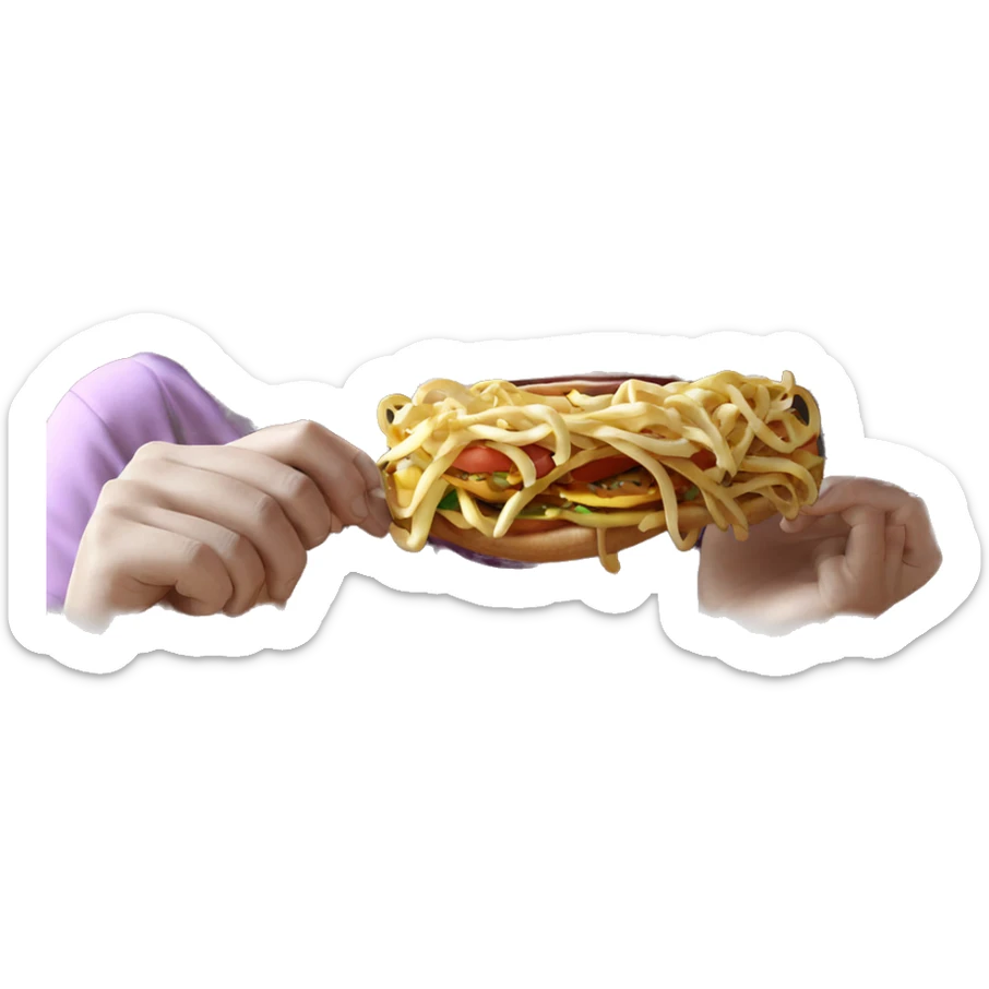 eating food with long hair sticker