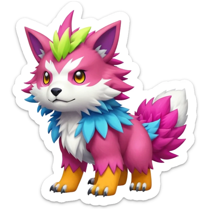 Colorful kawaii cool edgy Digimon-Fakemon-animal full body sticker