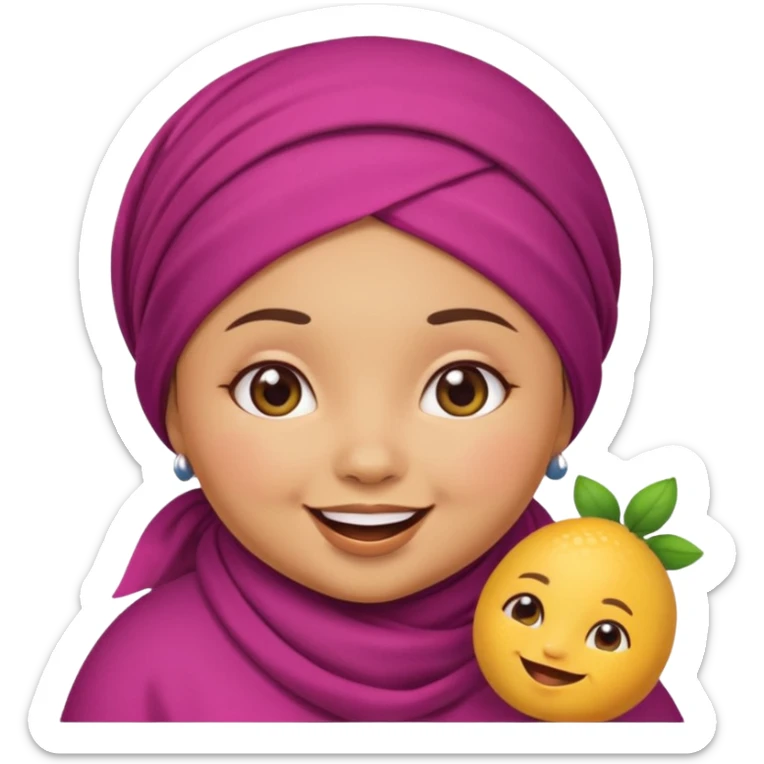 Cute emoji female chubby with a berry she is tan and moroccan  sticker