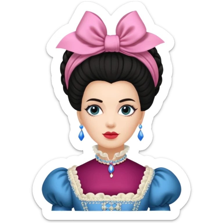 marie Antoinette fashion dark haired woman sticker